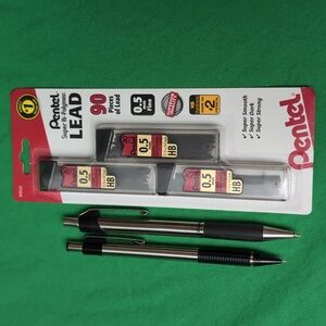 Pentel Super Hi-Polymer Lead 0.5mm 90 Pieces & Two Used Mechanical Pencils
